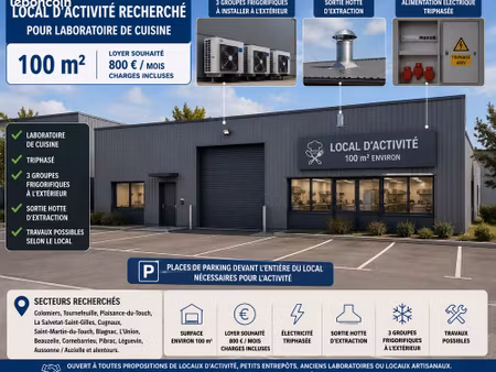 recherche location local activité 100m2