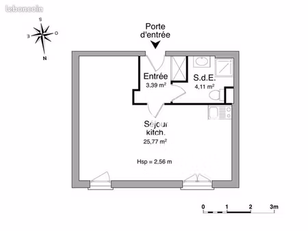 studio 1 pièce 33 m²