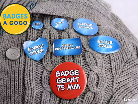 activité badges personnalisés clé en main (matériel + stock + site)