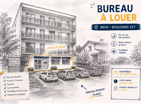 brive-la-gaillarde – bureaux de 180 m² environ avec parking privatif