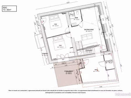 t3 rénover 60 m² — dpe b  clim  parking  charges incluses