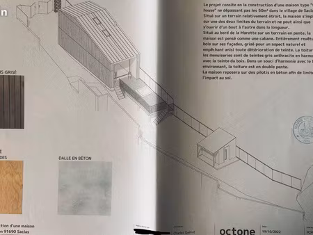 saclas 91690 hyper centre - terrain 320m² viabilisé + projet tiny house 70m² offert