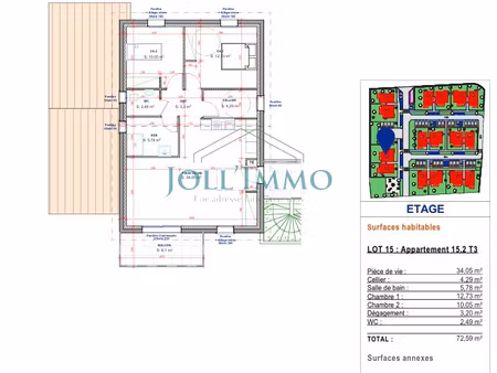 appartement 3 pièces 73 m²