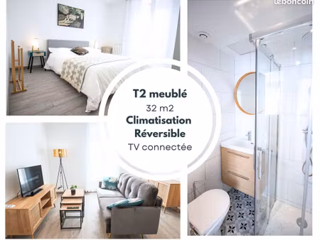 lumineux t2 32 m² meublé climatisé