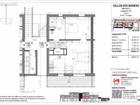 appartement 2 pièces 50 m²