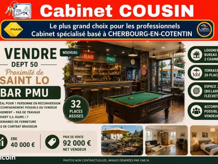 fonds de commerce bar  pmu 80 m²