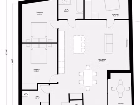 appartement 5 pièces 120 m²