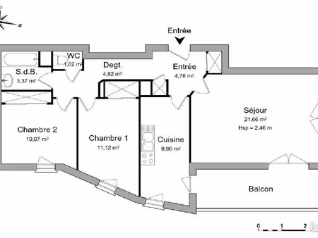 appartement 3 pièces 66 m²