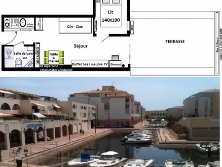 location étudiant t2 -marina des quilles-terrasse-parking septembre 2026 à juin 2027