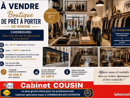 fonds de commerce prêt-à-porter 80 m²