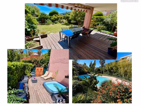 appartement 3 pièces 55 m2  grand jardin 160 m2  terrasses et spa  piscine dans la résiden