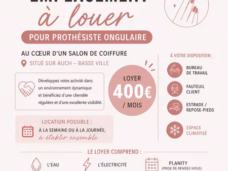 ◊ emplacement à louer pour prothésiste ongulaire