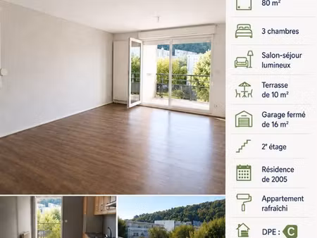 grand t4 de 80 m² avec terrasse  garage et 3 chambres – besançon (secteur polyclinique fra