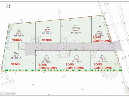 terrain 250 m² ligné