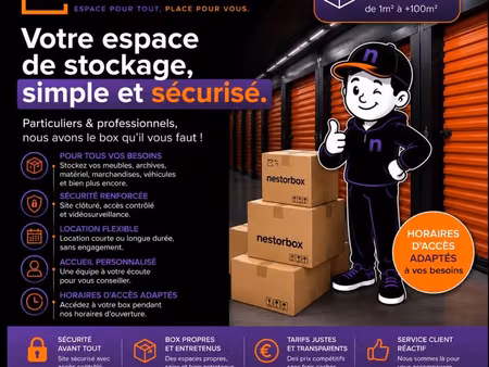 box en location/ box à louer/ box de stockage à louer de 1 à 100m2 / dépôt à louer