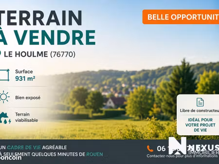 terrain 931 m² le houlme