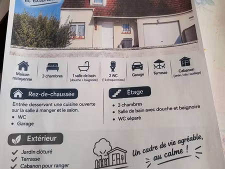 loue maison mitoyenne a crisolles