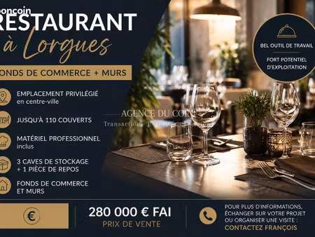 fonds de commerce  restaurant 100 m² lorgues