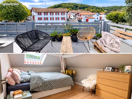 t3 atypique avec terrasse 18m² et parking - centre hasparren