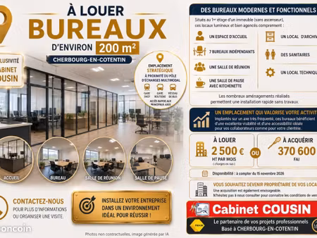 fonds de commerce bureaux 200 m²