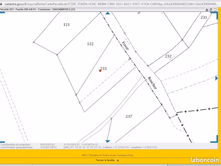 vends terrain boisé 2400m²savonnieres