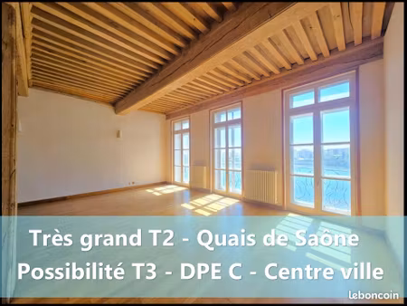 grand t2 de charme sur les quais de saône – 83 m² – possibilité t3