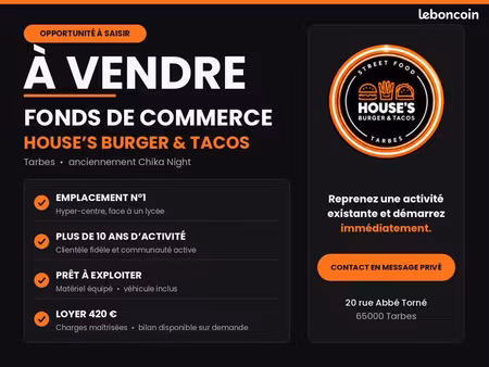 snack / fonds de commerce restauration rapide à vendre – tarbes centre