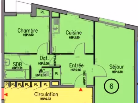 lumineux t2 de 55 m² avec ascenseur