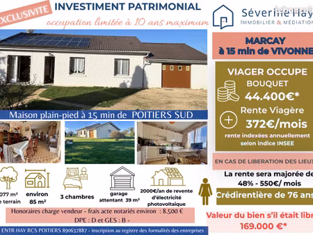 à 15 min de poitiers – maison de plain-pied sur 2 077 m² – investissement sécurisé – occup