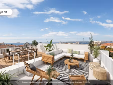 appartement - t3 - toit terrasse - vue mer et notre dame - 76m2 - bompard - 13007...