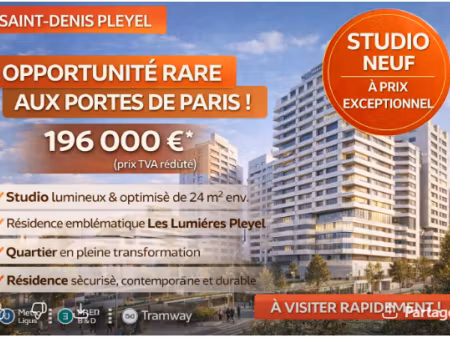 vente appartement 1 pièce 25 m² à saint-denis (93200)  196 000 €
