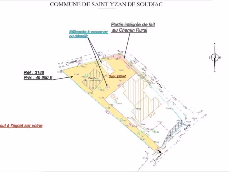 vente terrain 930 m² à saint-yzan-de-soudiac (33920)  49 950 €