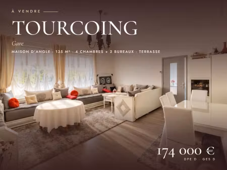 vente maison 5 pièces 135 m² à tourcoing (59200)  174 000 €