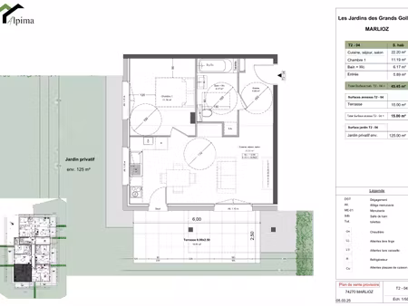 marlioz – t2 de 45 m² avec terrasse et jardin de 125 m²