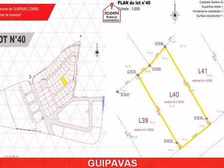 vente terrain 283 m² guipavas (29490)