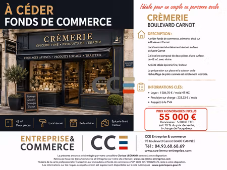 vente commerce 42 m² cannes (06400)