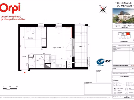 vente appartement 2 pièces 45 m² la baule-escoublac (44500)