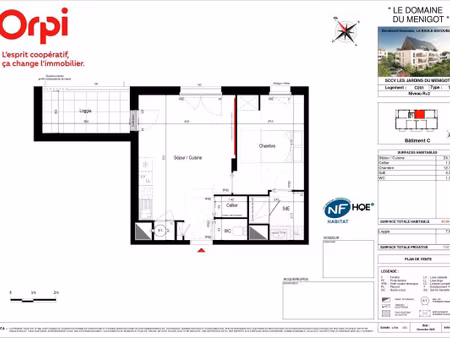 vente appartement 2 pièces 43 m² la baule-escoublac (44500)