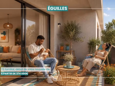vente appartement neuf 3 pièces 59m2 eguilles - 409000 € - surface privée