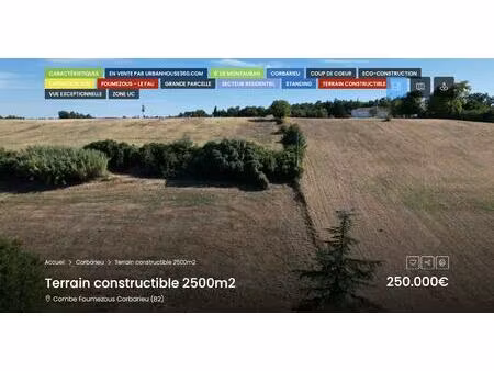 vente terrain 2500 m² corbarieu (82370)