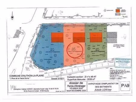 terrain à vendre - 535 m2 - authon la plaine - 91 - ile-de-france