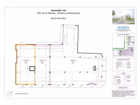 local commercial de 107 m² brut de beton - quartier parc du lac