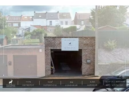 à vendre : entrepôt avec fosse à fayt-lez-manage !