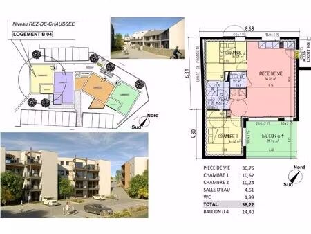 vente appartement 3 pièces 58 m² les herbiers (85500)