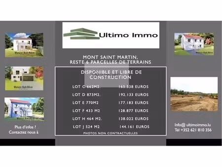 en vente terrain constructible 4 33 ares – 128 877 € |mont-saint-martin