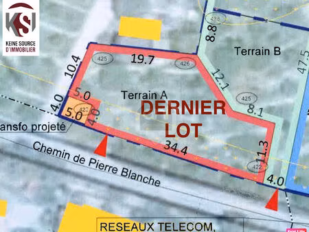 terrain de 600 m2 ces 15 % tae