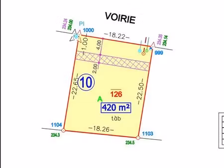 terrain 420 m² niffer