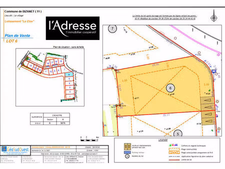a bizanet - terrain 629m² - prix direct lotisseur
