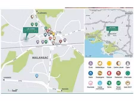 vente terrain à malansac (56220) : à vendre / 391m² malansac