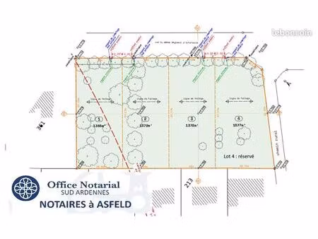 terrain 1300 m² asfeld